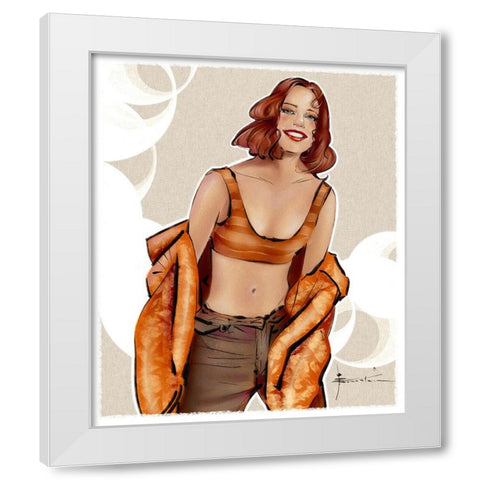 Cinnamon Girl White Modern Wood Framed Art Print by TMBorenstein