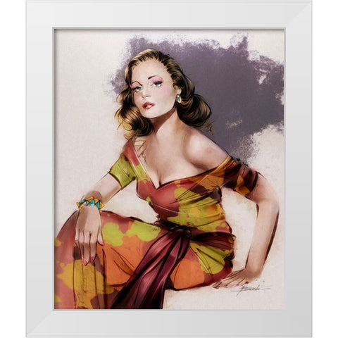 Fem Noir White Modern Wood Framed Art Print by TMBorenstein