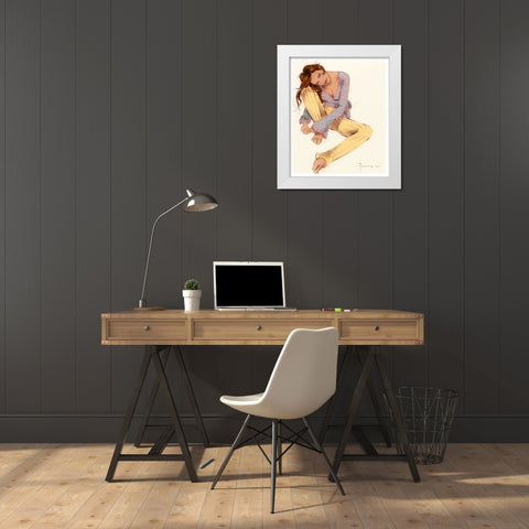 Hanging Out White Modern Wood Framed Art Print by TMBorenstein