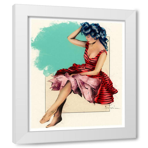 Ill Just Sit Here White Modern Wood Framed Art Print by TMBorenstein