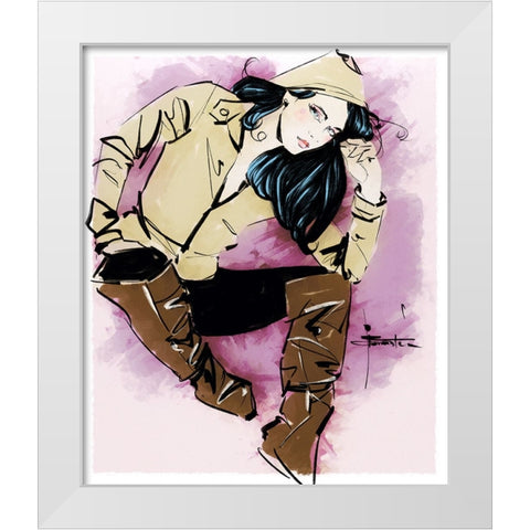 Rainy Day People White Modern Wood Framed Art Print by TMBorenstein