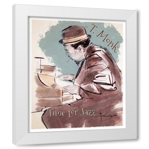 Time For Jazz White Modern Wood Framed Art Print by TMBorenstein