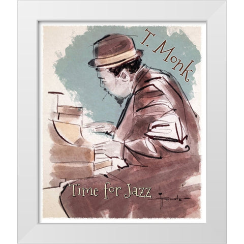 Time For Jazz White Modern Wood Framed Art Print by TMBorenstein