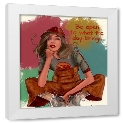 Be Open White Modern Wood Framed Art Print by TMBorenstein