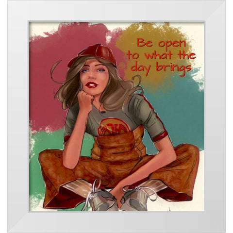 Be Open White Modern Wood Framed Art Print by TMBorenstein