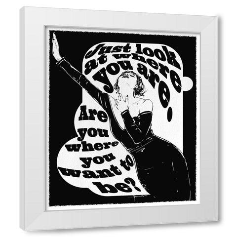 Just Look White Modern Wood Framed Art Print by TMBorenstein