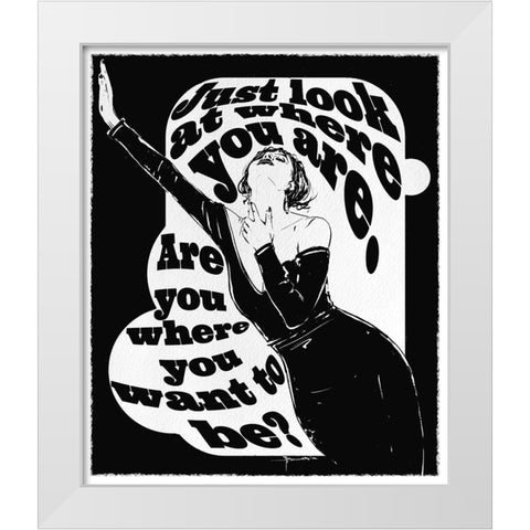 Just Look White Modern Wood Framed Art Print by TMBorenstein