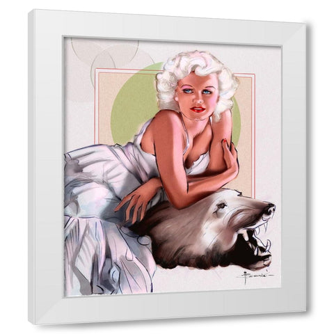 36 On A Rug White Modern Wood Framed Art Print by TMBorenstein