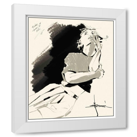 46 Thinking White Modern Wood Framed Art Print by TMBorenstein
