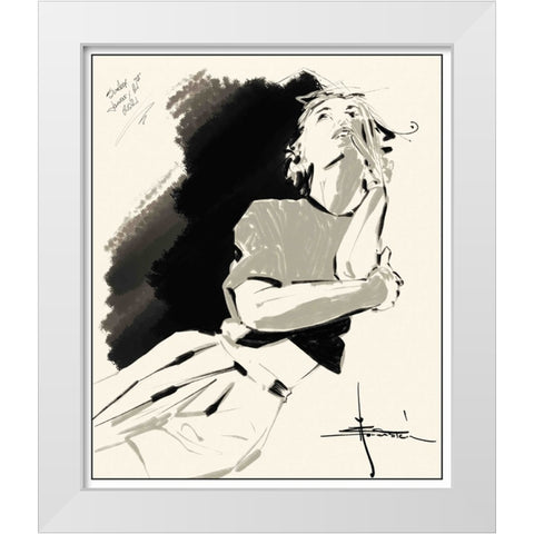 46 Thinking White Modern Wood Framed Art Print by TMBorenstein