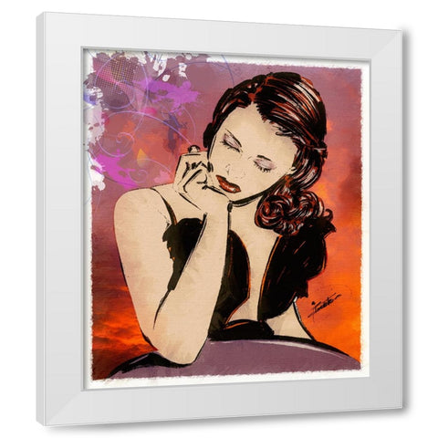 59 What Are You Thinking White Modern Wood Framed Art Print by TMBorenstein