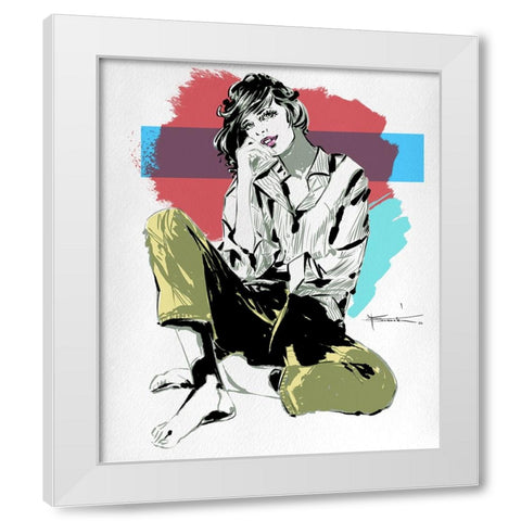 Calliope White Modern Wood Framed Art Print by TMBorenstein