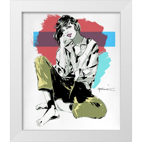 Calliope White Modern Wood Framed Art Print by TMBorenstein