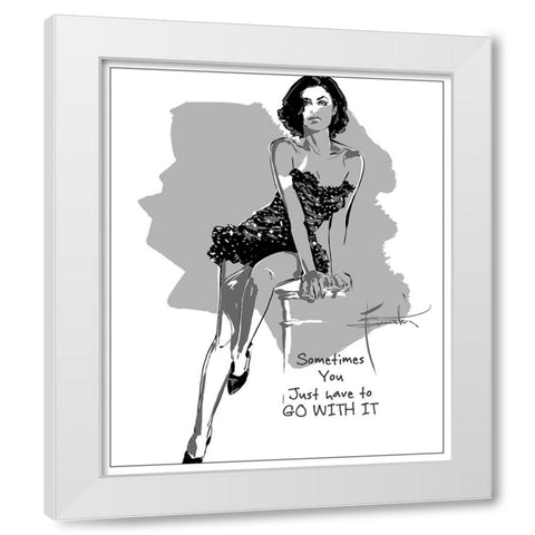 Go With It White Modern Wood Framed Art Print by TMBorenstein