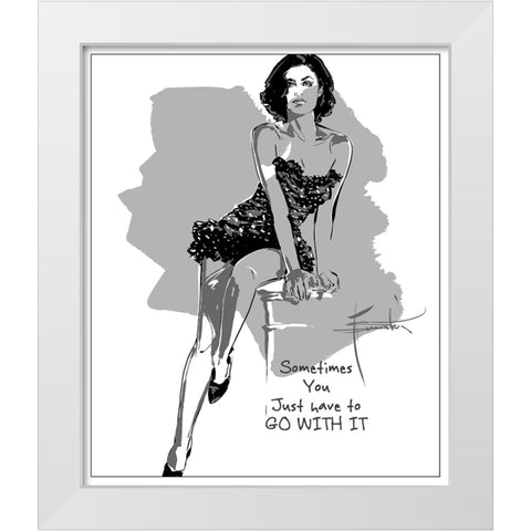 Go With It White Modern Wood Framed Art Print by TMBorenstein
