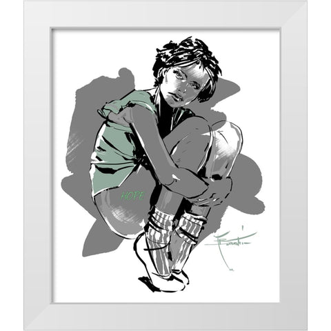 Hope White Modern Wood Framed Art Print by TMBorenstein