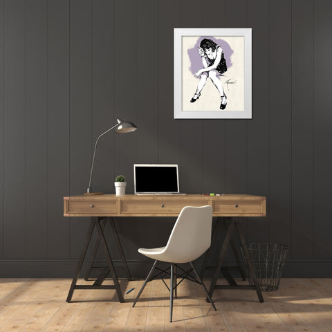 Sitting Alone White Modern Wood Framed Art Print by TMBorenstein