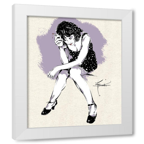 Sitting Alone White Modern Wood Framed Art Print by TMBorenstein