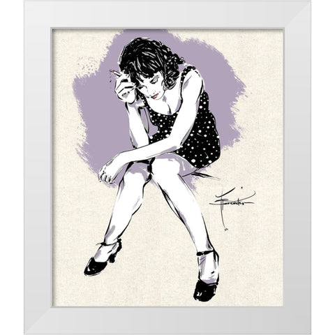 Sitting Alone White Modern Wood Framed Art Print by TMBorenstein