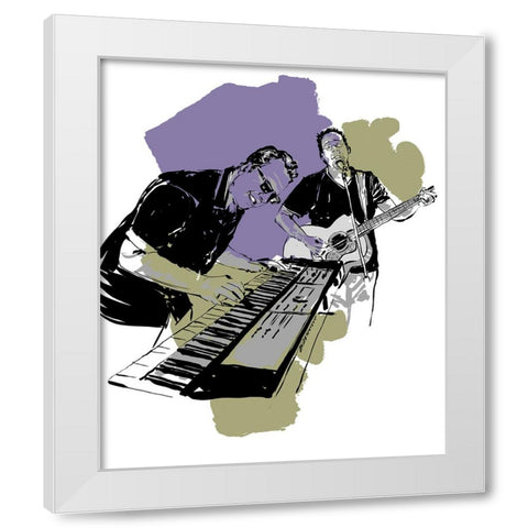 Music Night White Modern Wood Framed Art Print by TMBorenstein