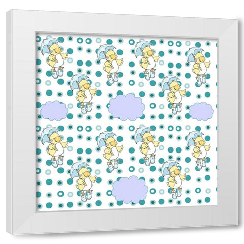 Rain Cloud Duckie White Modern Wood Framed Art Print by Wade, Valarie