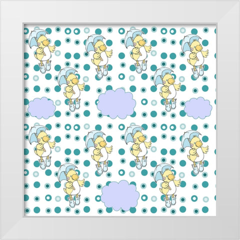 Rain Cloud Duckie White Modern Wood Framed Art Print by Wade, Valarie