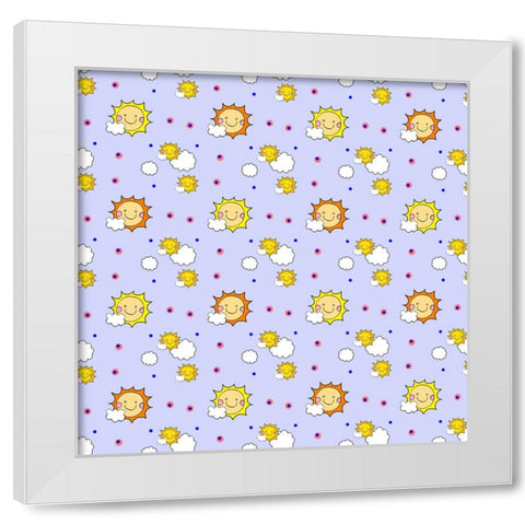 Smiling Sun White Modern Wood Framed Art Print by Wade, Valarie