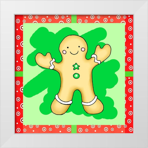Gingerbread Cookie White Modern Wood Framed Art Print by Wade, Valarie