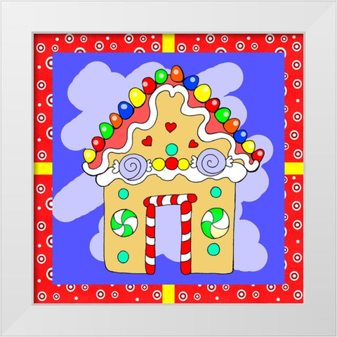 Gingerbread House White Modern Wood Framed Art Print by Wade, Valarie
