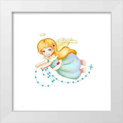 Flying Angel White Modern Wood Framed Art Print by Wade, Valarie