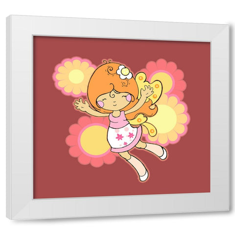 Flying Fairy White Modern Wood Framed Art Print by Wade, Valarie