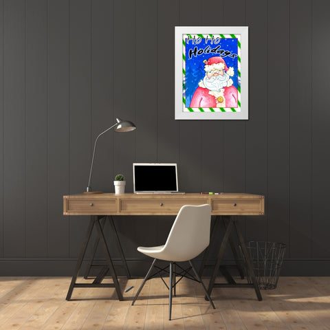 Ho Ho Holidays White Modern Wood Framed Art Print by Wade, Valarie
