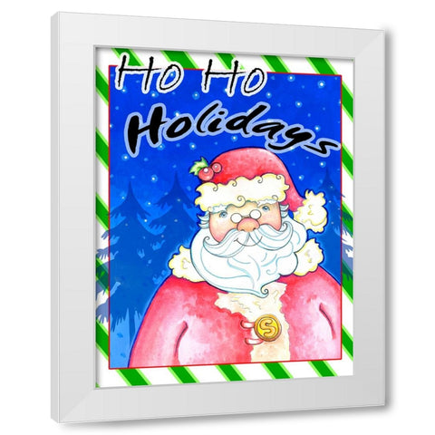 Ho Ho Holidays White Modern Wood Framed Art Print by Wade, Valarie