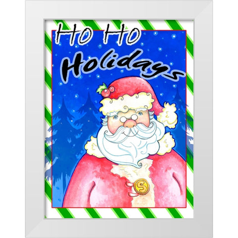 Ho Ho Holidays White Modern Wood Framed Art Print by Wade, Valarie
