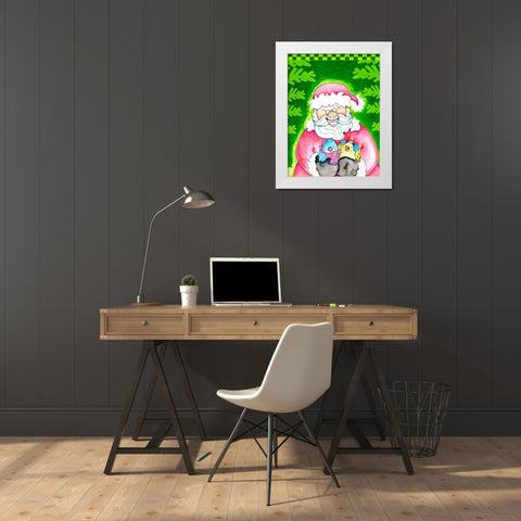 Holly Jolly Santa White Modern Wood Framed Art Print by Wade, Valarie