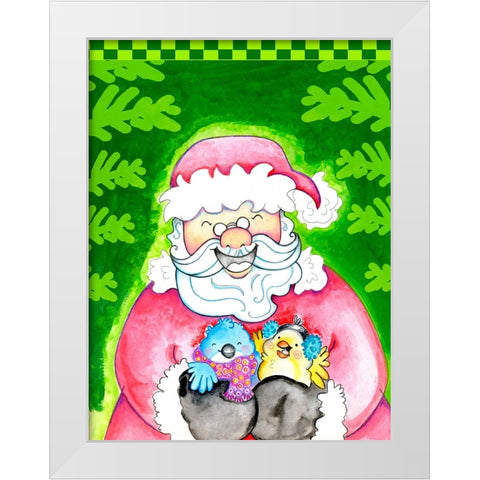 Holly Jolly Santa White Modern Wood Framed Art Print by Wade, Valarie