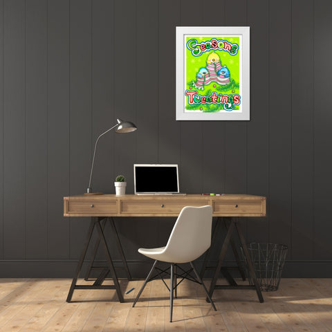 Seasons Tweetings White Modern Wood Framed Art Print by Wade, Valarie