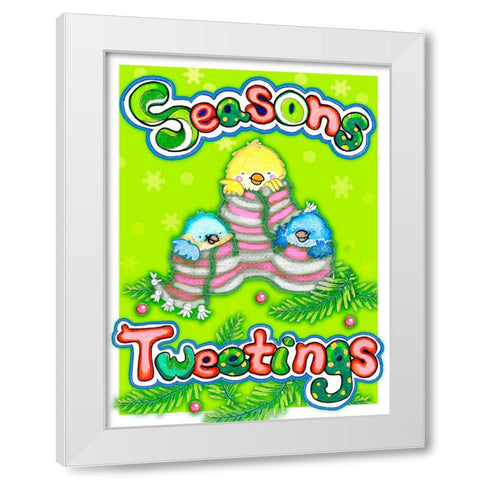 Seasons Tweetings White Modern Wood Framed Art Print by Wade, Valarie