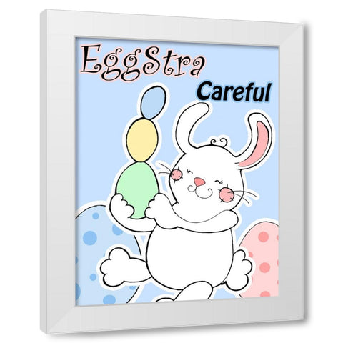Eggstra Careful White Modern Wood Framed Art Print by Wade, Valarie
