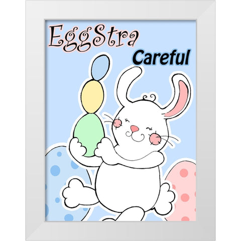 Eggstra Careful White Modern Wood Framed Art Print by Wade, Valarie