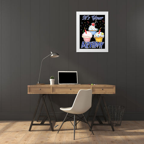 Its Your Birthday White Modern Wood Framed Art Print by Wade, Valarie