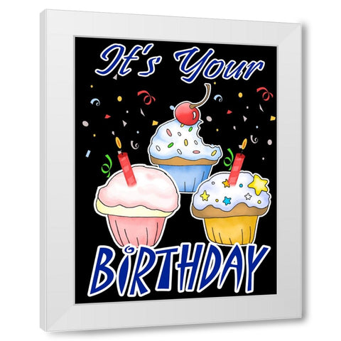 Its Your Birthday White Modern Wood Framed Art Print by Wade, Valarie
