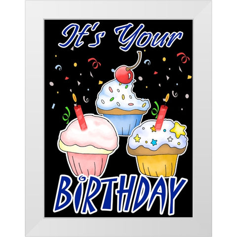Its Your Birthday White Modern Wood Framed Art Print by Wade, Valarie