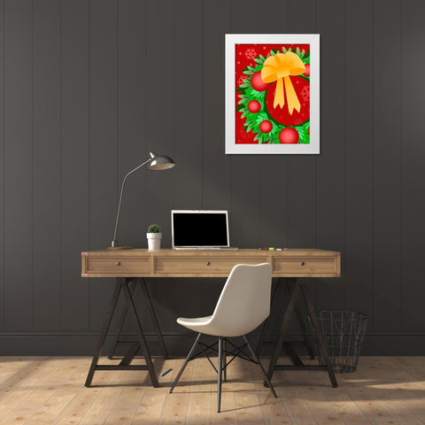 Wreath White Modern Wood Framed Art Print by Wade, Valarie
