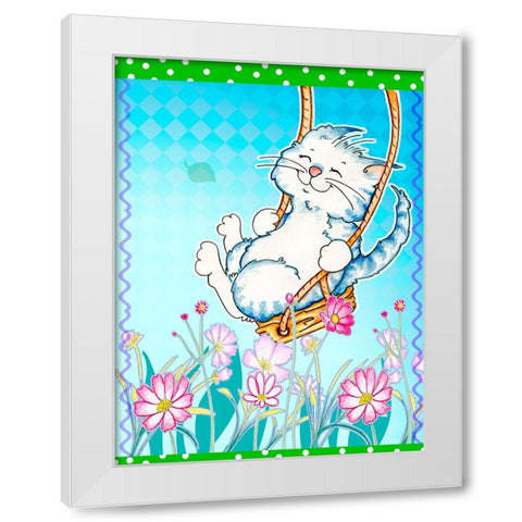 Spring Swing White Modern Wood Framed Art Print by Wade, Valarie