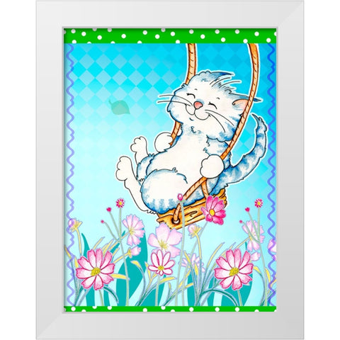 Spring Swing White Modern Wood Framed Art Print by Wade, Valarie