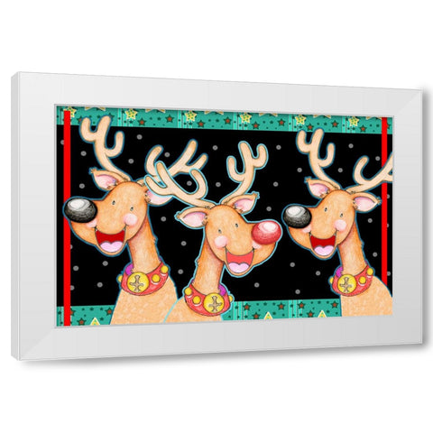 Happy Reindeer White Modern Wood Framed Art Print by Wade, Valarie