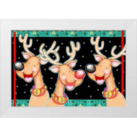 Happy Reindeer White Modern Wood Framed Art Print by Wade, Valarie