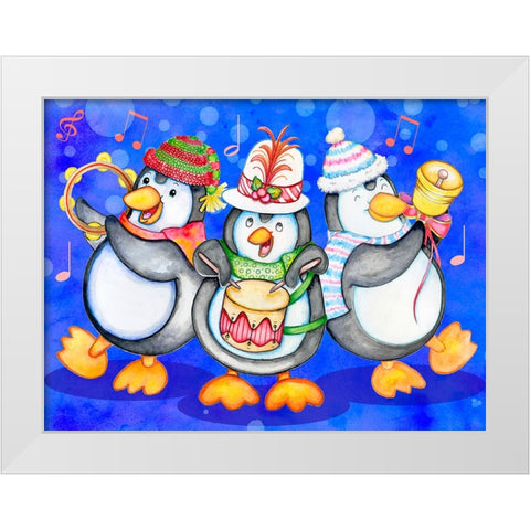 Penguin Percussion White Modern Wood Framed Art Print by Wade, Valarie