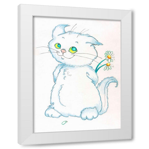 Shy Guy White Modern Wood Framed Art Print by Wade, Valarie